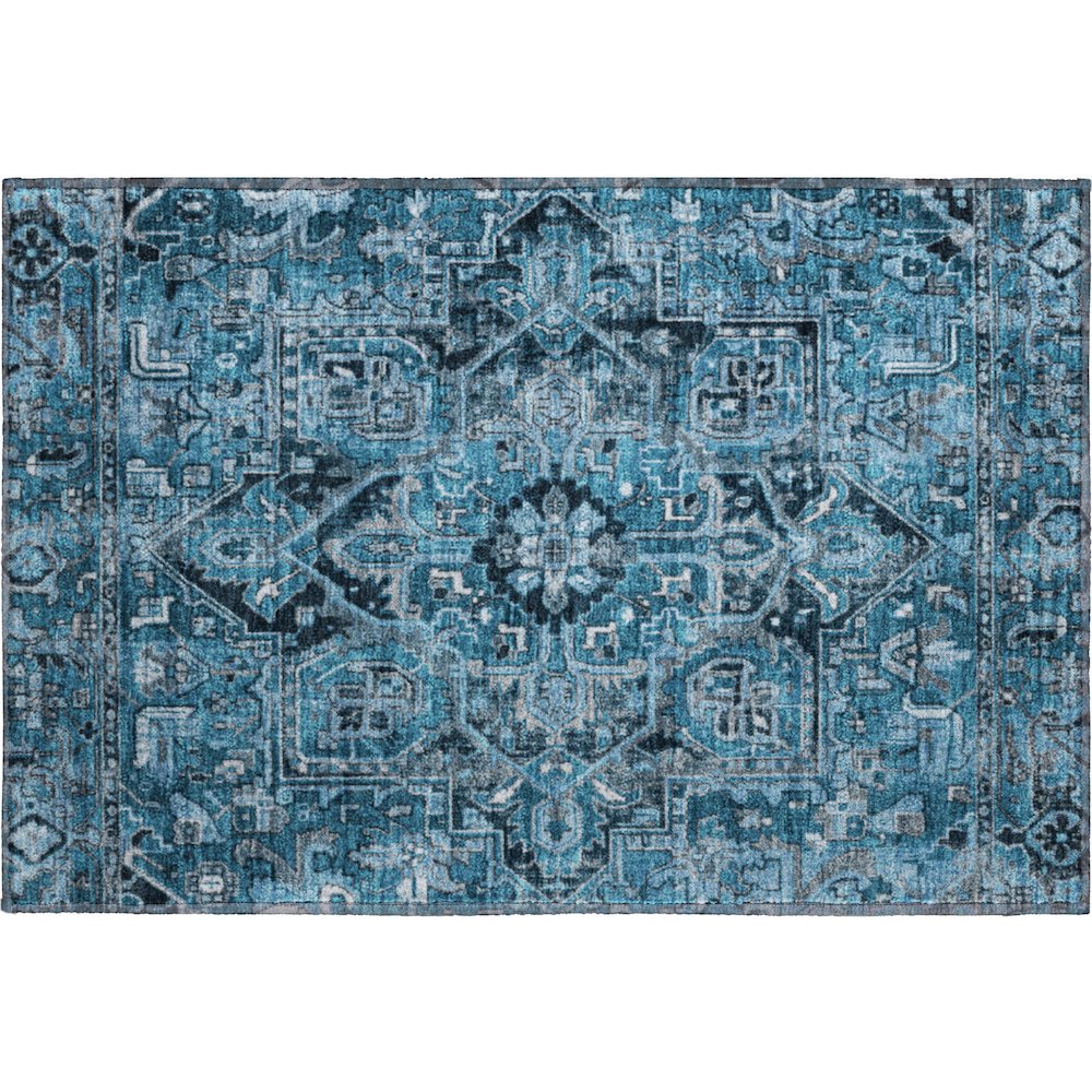 Premium Machine Washable Mayfield  Blue 1'8" x 2'6" Rug. Picture 1