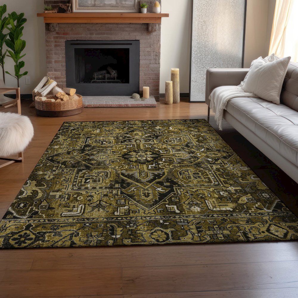 Premium Machine Washable Mayfield  Brown 2'6" x 3'10" Rug. Picture 6