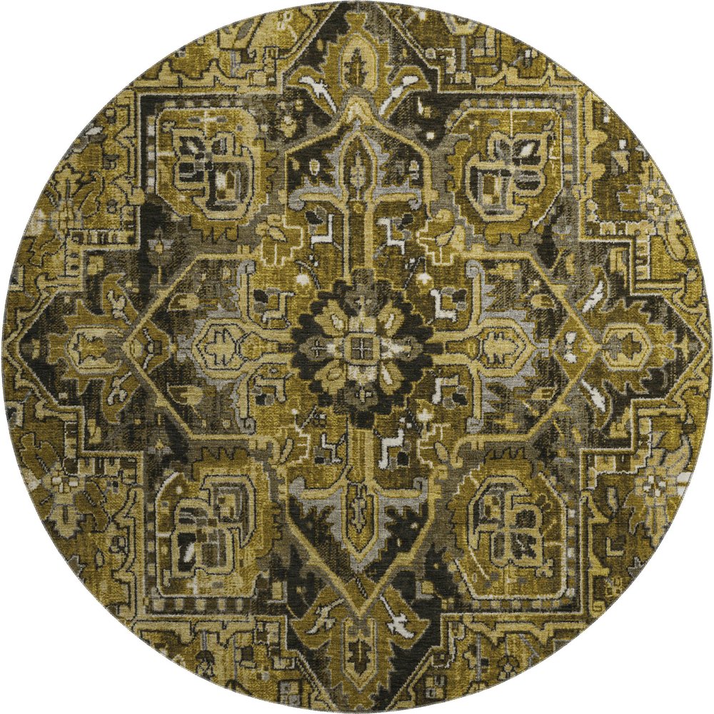 Premium Machine Washable Mayfield  Brown 8' x 8' Round Rug. Picture 1