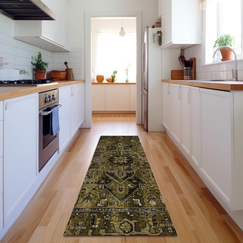 Premium Machine Washable Mayfield  Brown 2'3" x 7'6" Runner Rug. Picture 5
