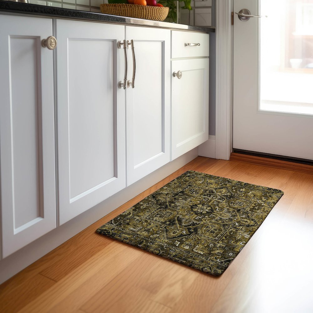 Premium Machine Washable Mayfield  Brown 1'8" x 2'6" Rug. Picture 5