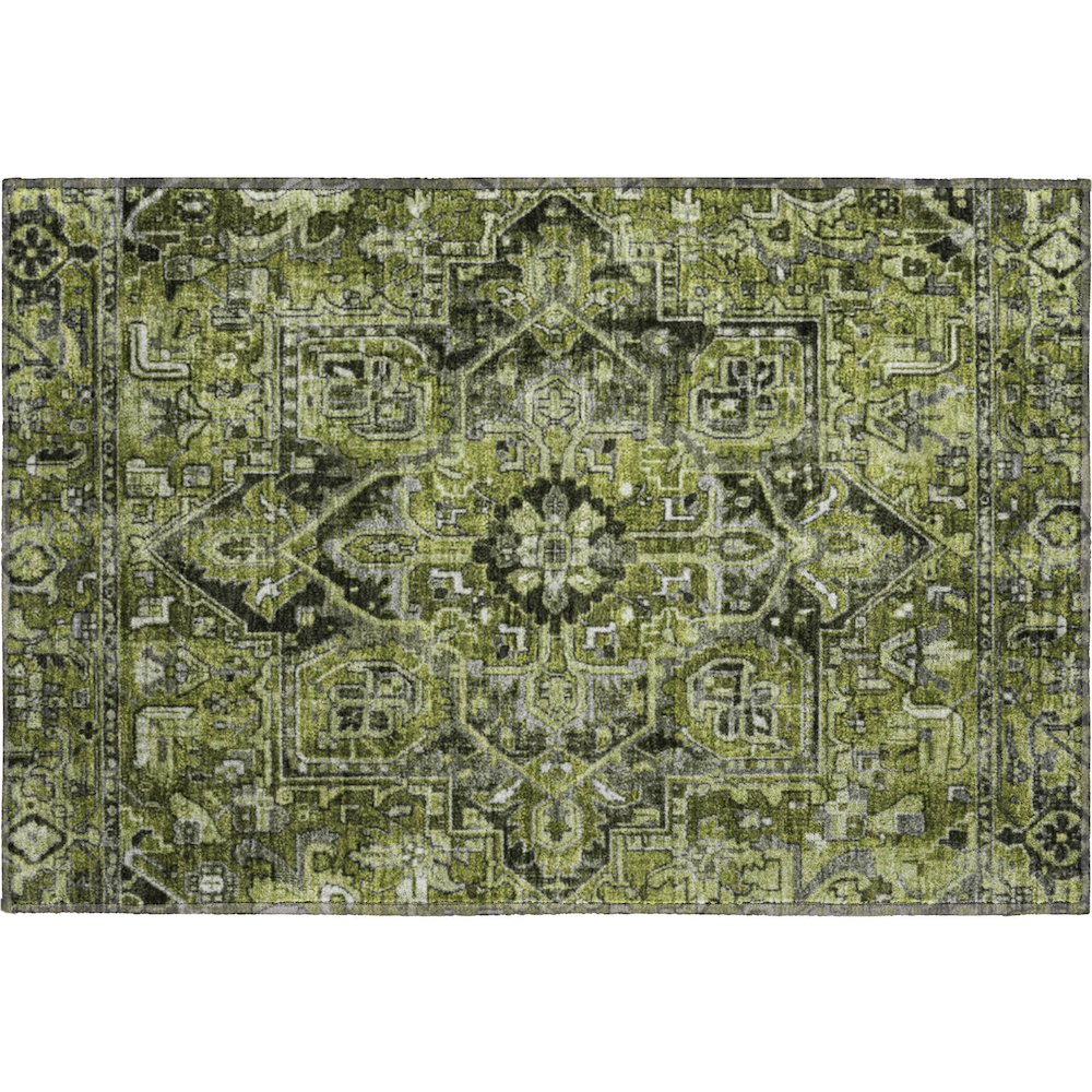 Premium Machine Washable Mayfield  Olive 1'8" x 2'6" Rug. Picture 1
