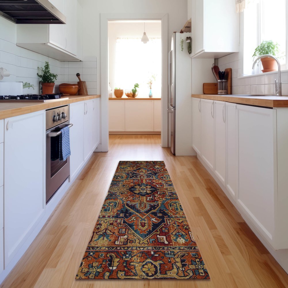 Premium Machine Washable Mayfield  Paprika 2'3" x 7'6" Runner Rug. Picture 5