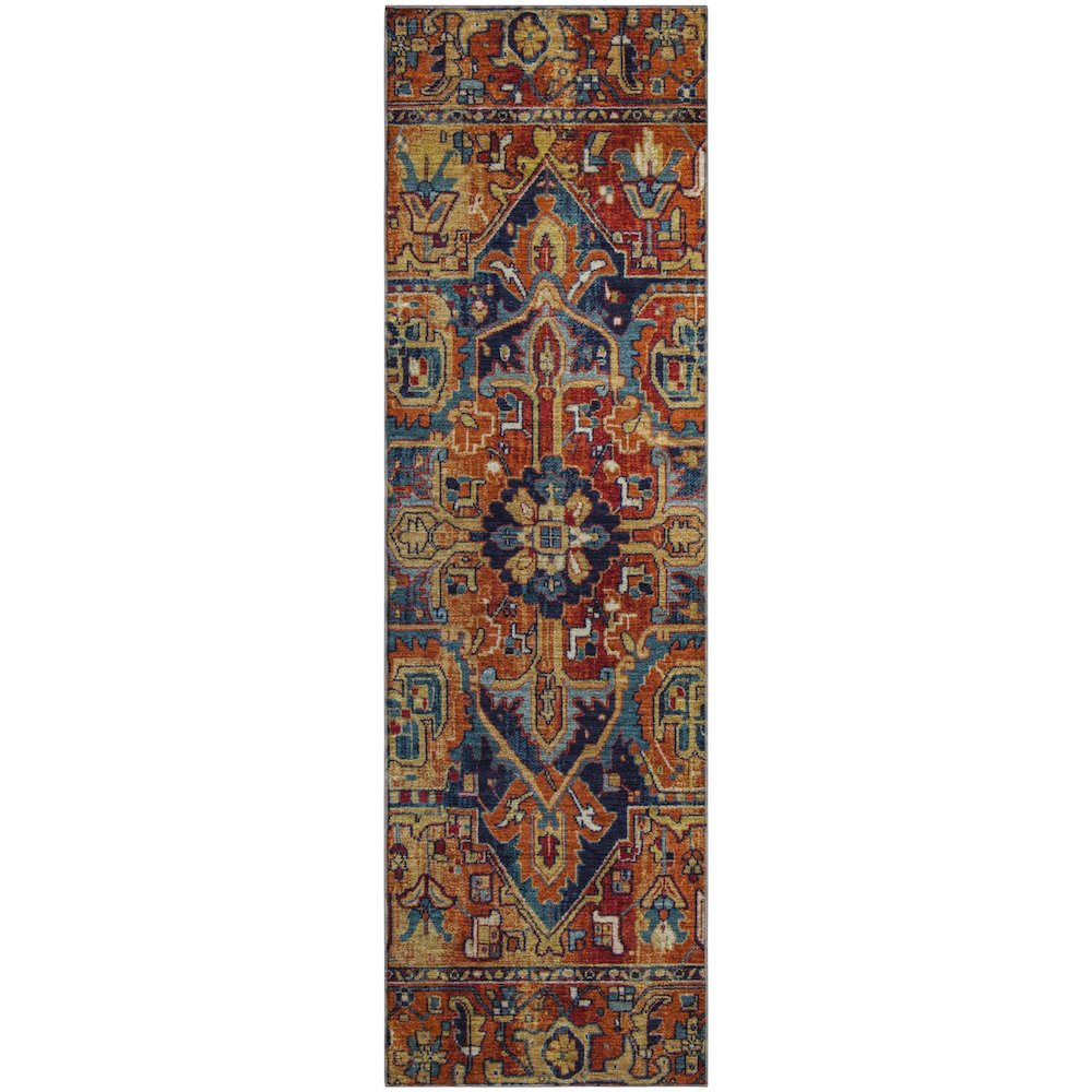Premium Machine Washable Mayfield  Paprika 2'3" x 7'6" Runner Rug. Picture 1