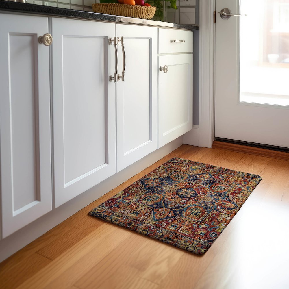 Premium Machine Washable Mayfield  Paprika 1'8" x 2'6" Rug. Picture 5