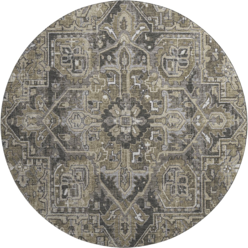 Premium Machine Washable Mayfield  Taupe 8' x 8' Round Rug. Picture 1