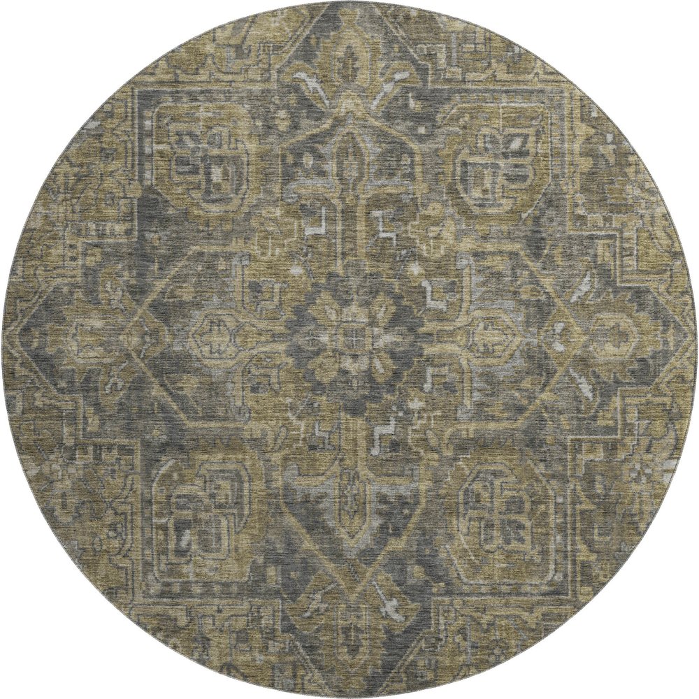 Premium Machine Washable Mayfield  Chocolate 8' x 8' Round Rug. Picture 1