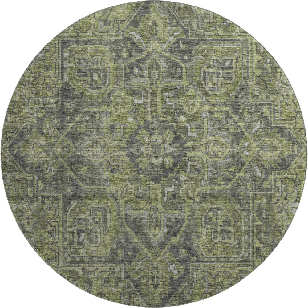 Premium Machine Washable Mayfield  Green 8' x 8' Round Rug. Picture 1