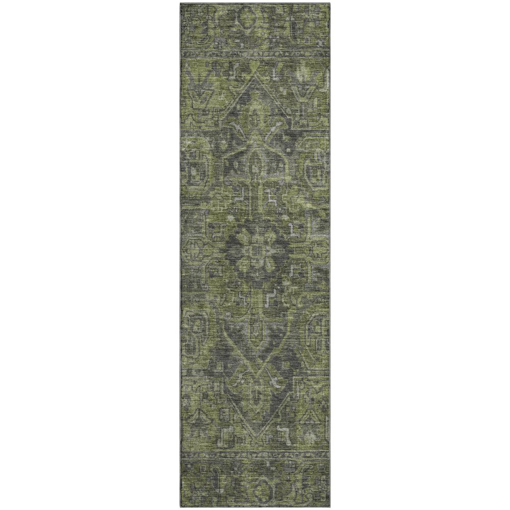 Premium Machine Washable Mayfield  Green 2'3" x 7'6" Runner Rug. Picture 1