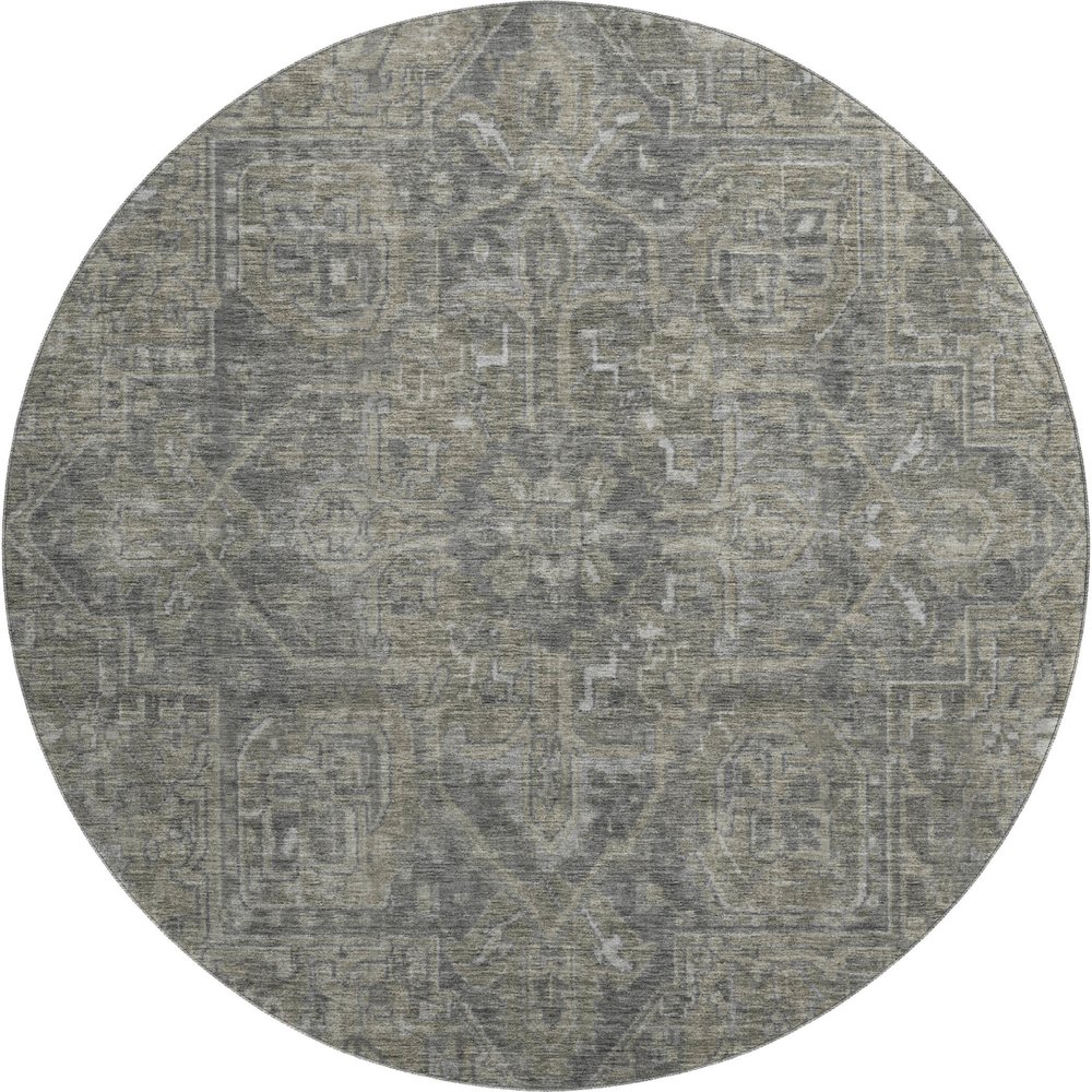 Premium Machine Washable Mayfield  Mocha 8' x 8' Round Rug. Picture 1