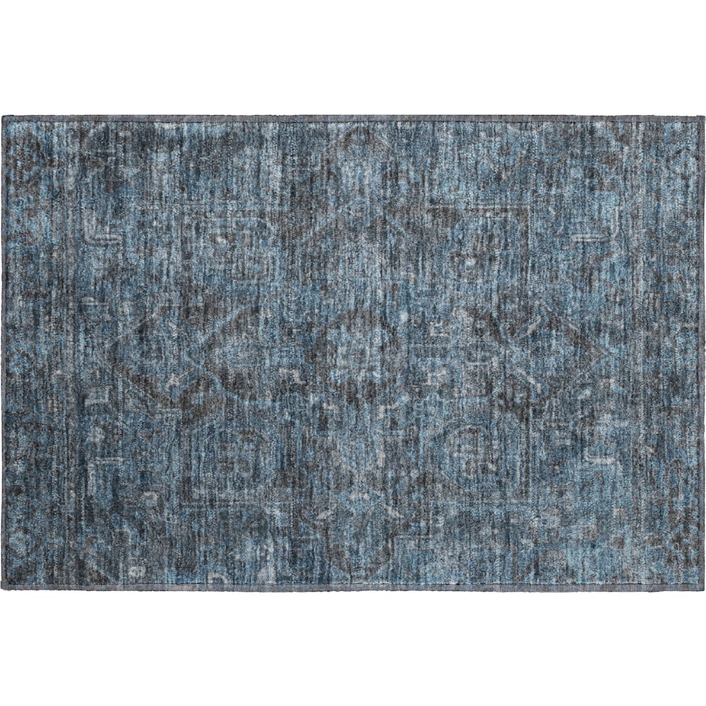 Premium Machine Washable Mayfield  Navy 1'8" x 2'6" Rug. Picture 1