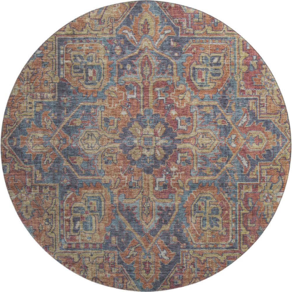 Premium Machine Washable Mayfield  Red 8' x 8' Round Rug. Picture 1