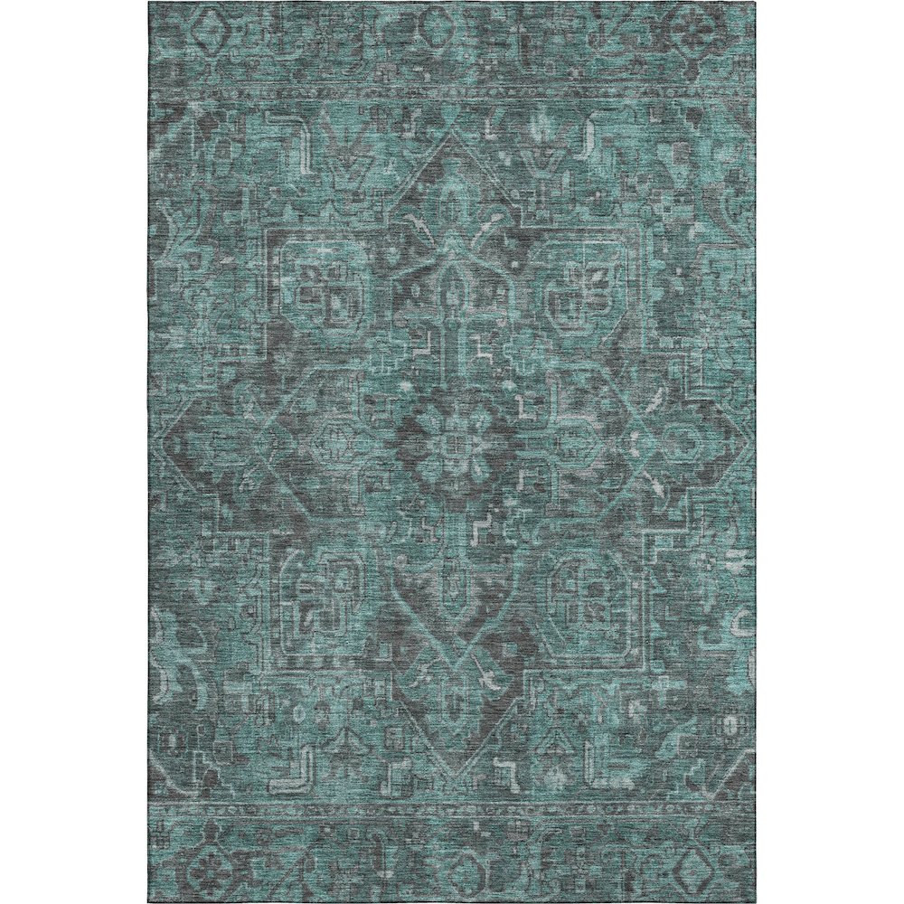 Premium Machine Washable Mayfield  Turquoise 2'6" x 3'10" Rug. Picture 1