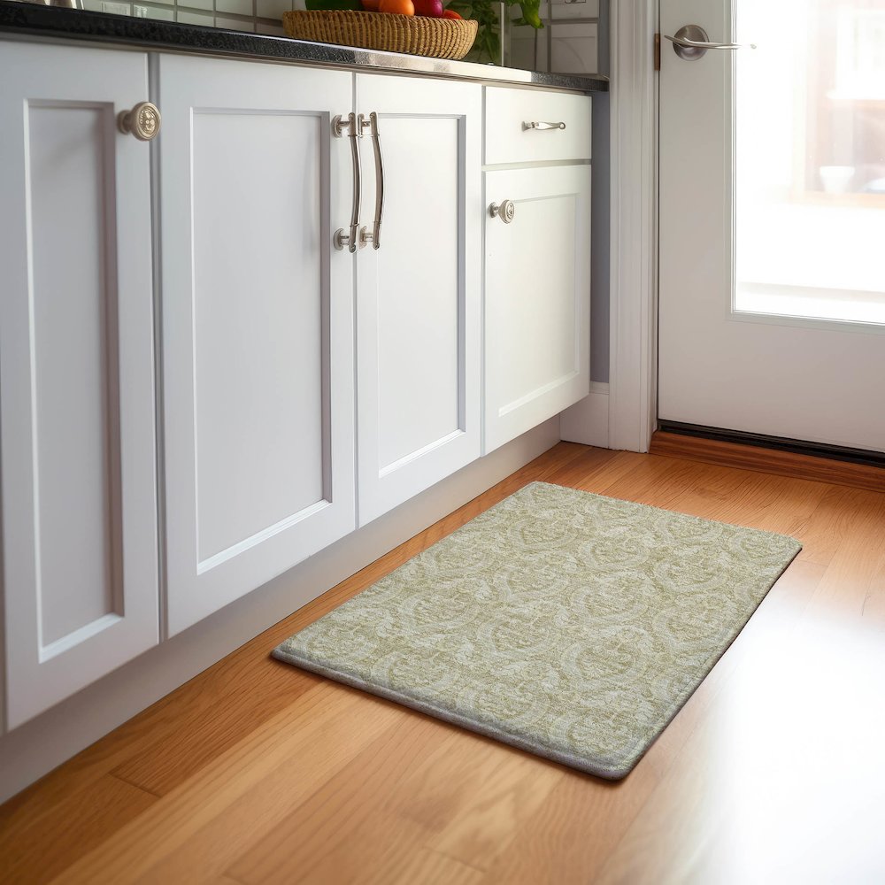Premium Machine Washable Mayfield  Beige 1'8" x 2'6" Rug. Picture 5
