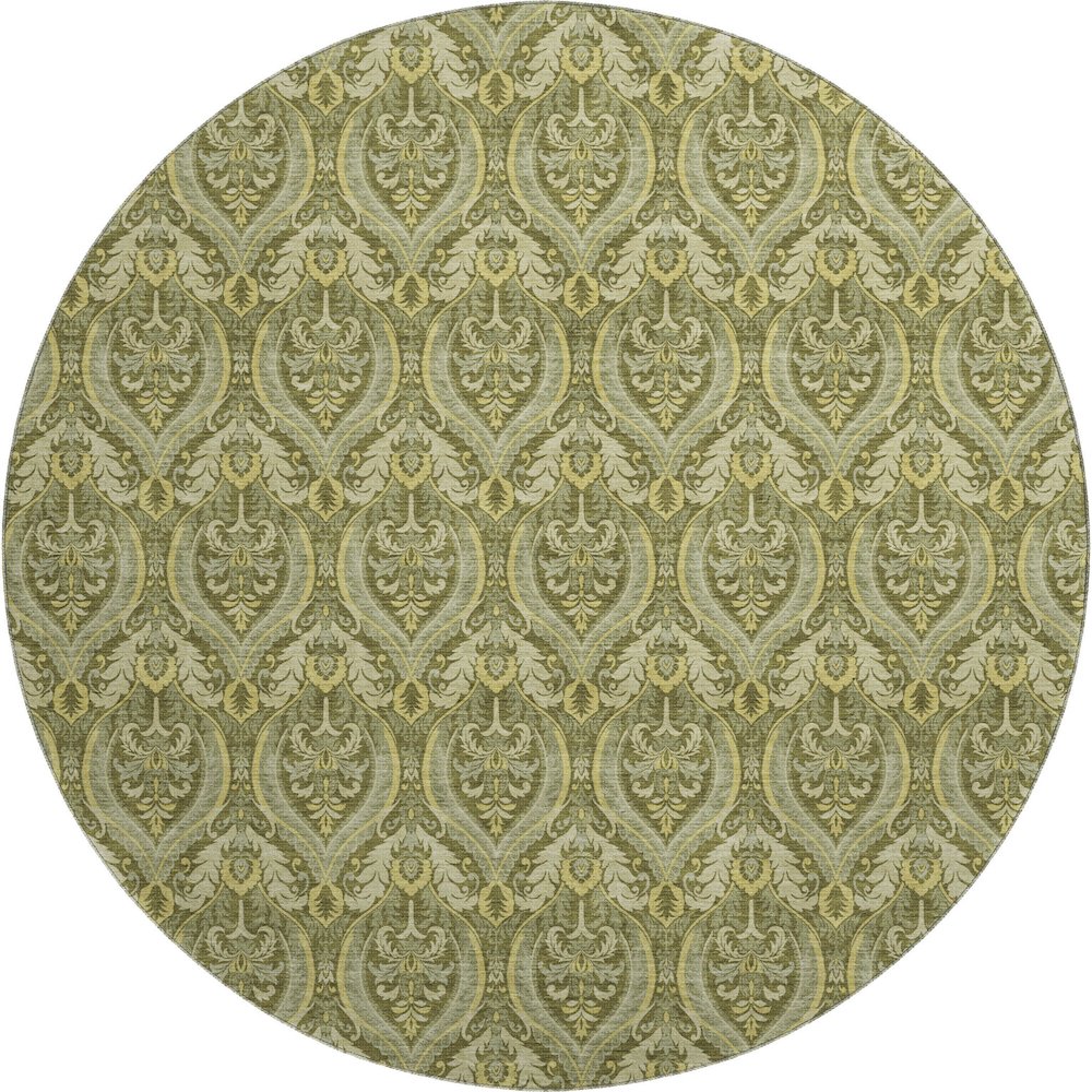 Premium Machine Washable Mayfield  Green 8' x 8' Round Rug. Picture 1