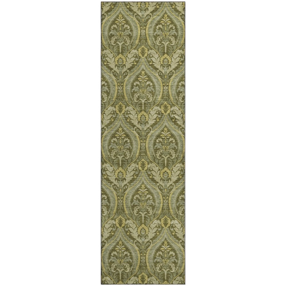 Premium Machine Washable Mayfield  Green 2'3" x 7'6" Runner Rug. Picture 1