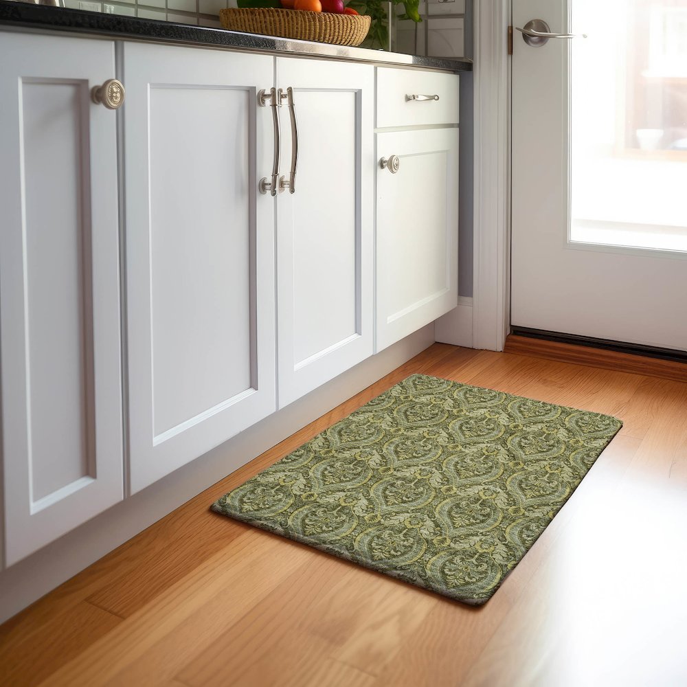 Premium Machine Washable Mayfield  Green 1'8" x 2'6" Rug. Picture 5