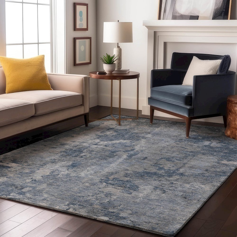 Premium Machine Washable Mayfield  Blue 2'6" x 3'10" Rug. Picture 5
