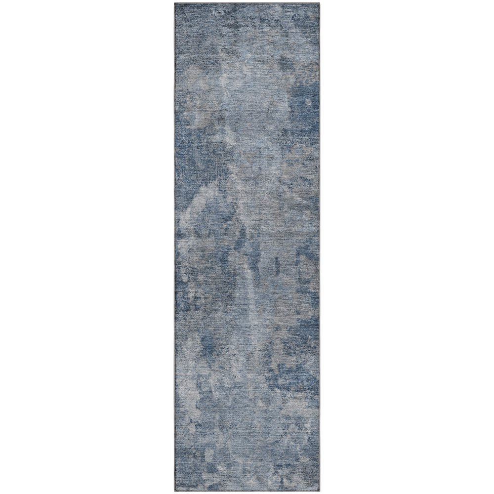 Premium Machine Washable Mayfield  Blue 2'3" x 7'6" Runner Rug. Picture 1