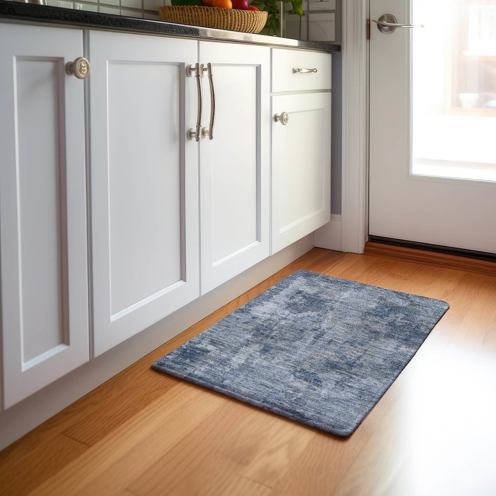 Premium Machine Washable Mayfield  Blue 1'8" x 2'6" Rug. Picture 5