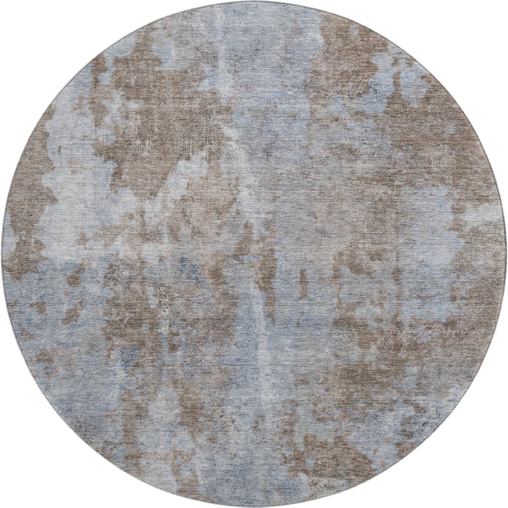 Premium Machine Washable Mayfield  Brown 8' x 8' Round Rug. Picture 1