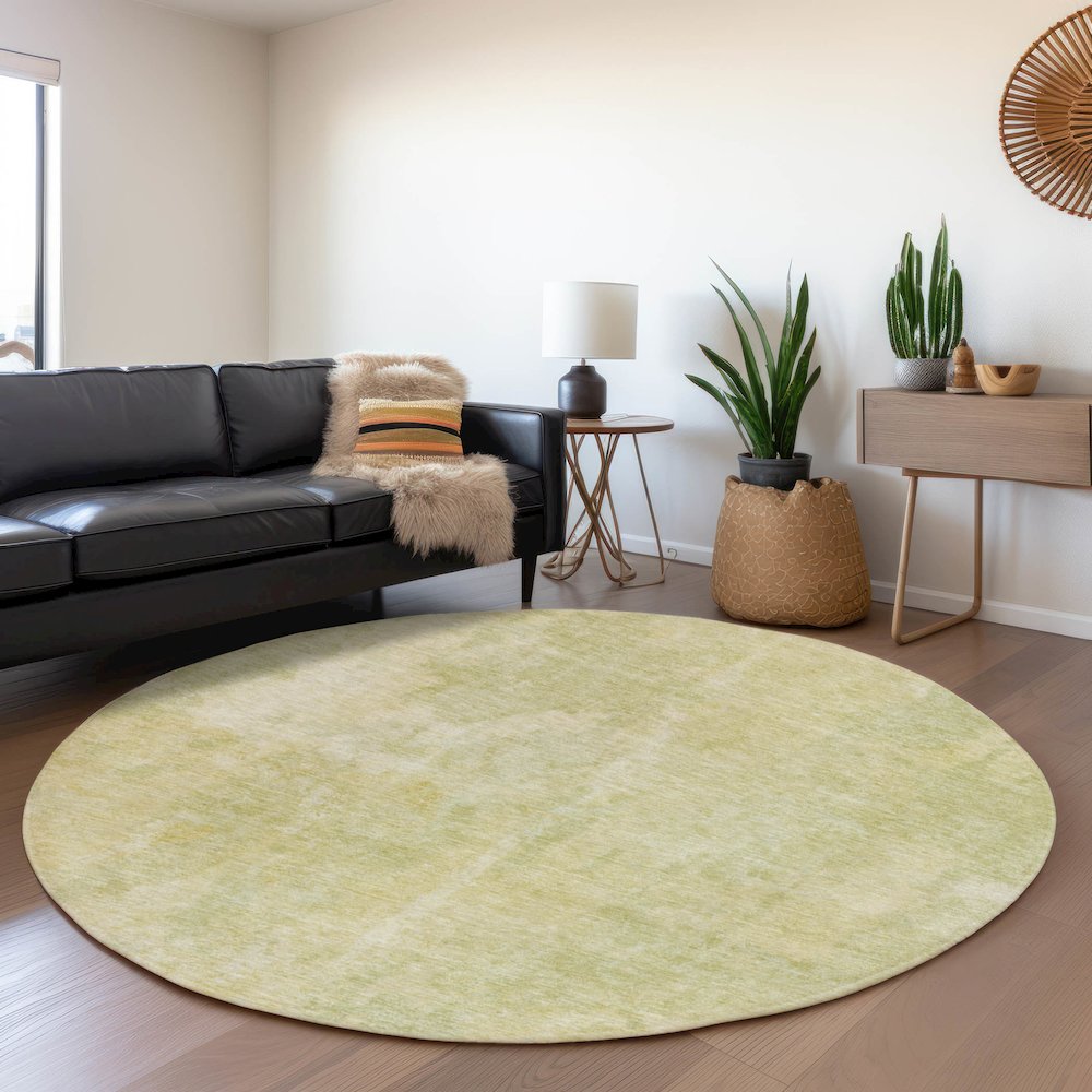 Premium Machine Washable Mayfield  Gold 8' x 8' Round Rug. Picture 5