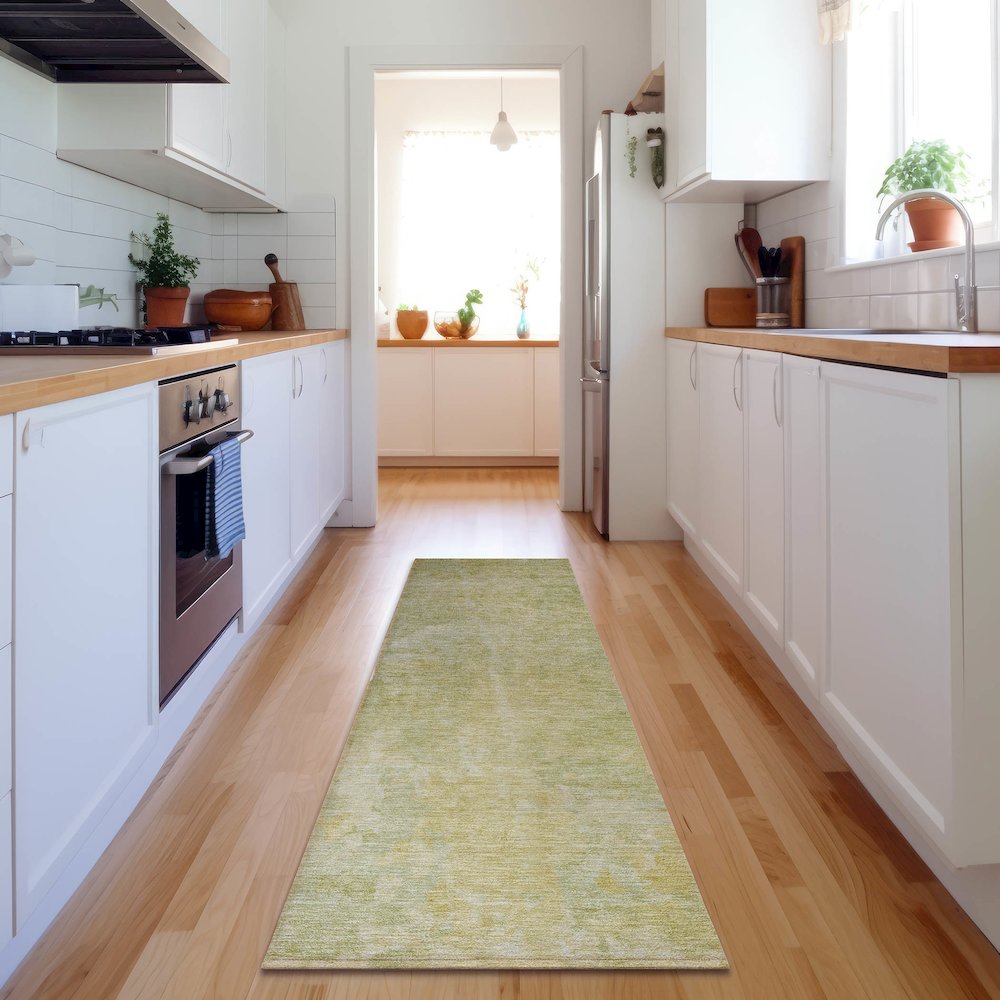 Premium Machine Washable Mayfield  Gold 2'3" x 7'6" Runner Rug. Picture 5