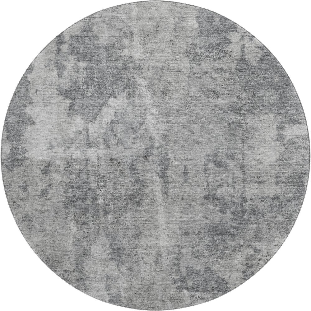Premium Machine Washable Mayfield  Gray 8' x 8' Round Rug. Picture 1