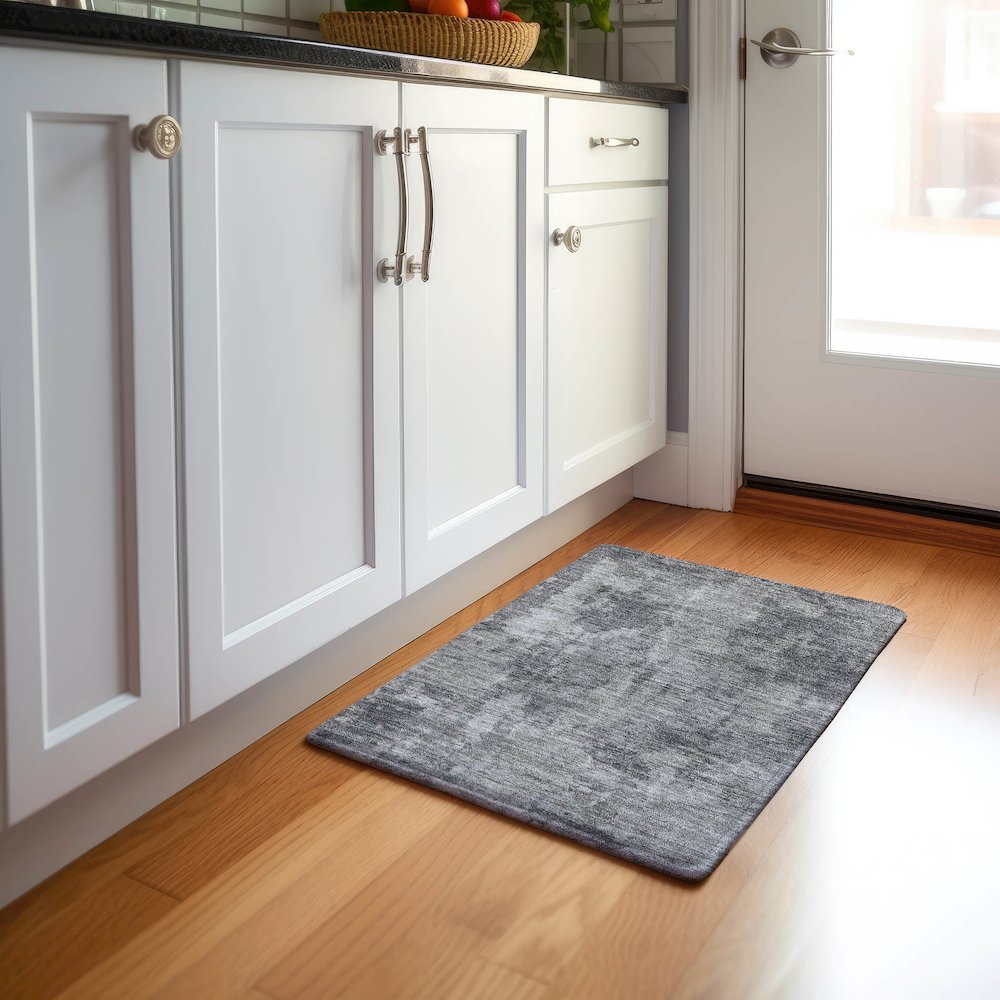 Premium Machine Washable Mayfield  Gray 1'8" x 2'6" Rug. Picture 5
