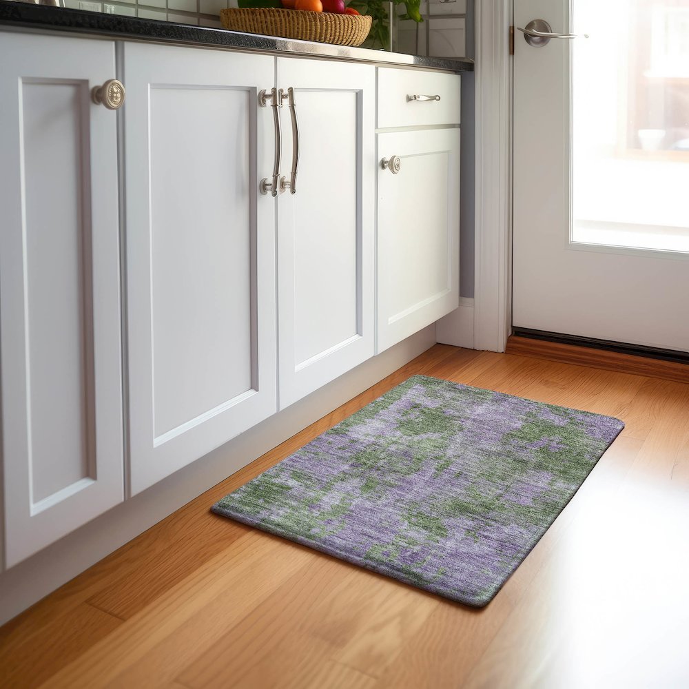 Premium Machine Washable Mayfield  Green 1'8" x 2'6" Rug. Picture 5