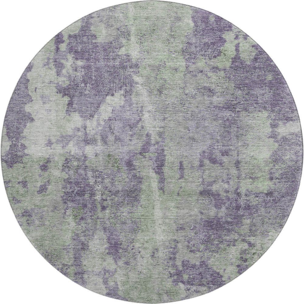 Premium Machine Washable Mayfield  Purple 8' x 8' Round Rug. Picture 1
