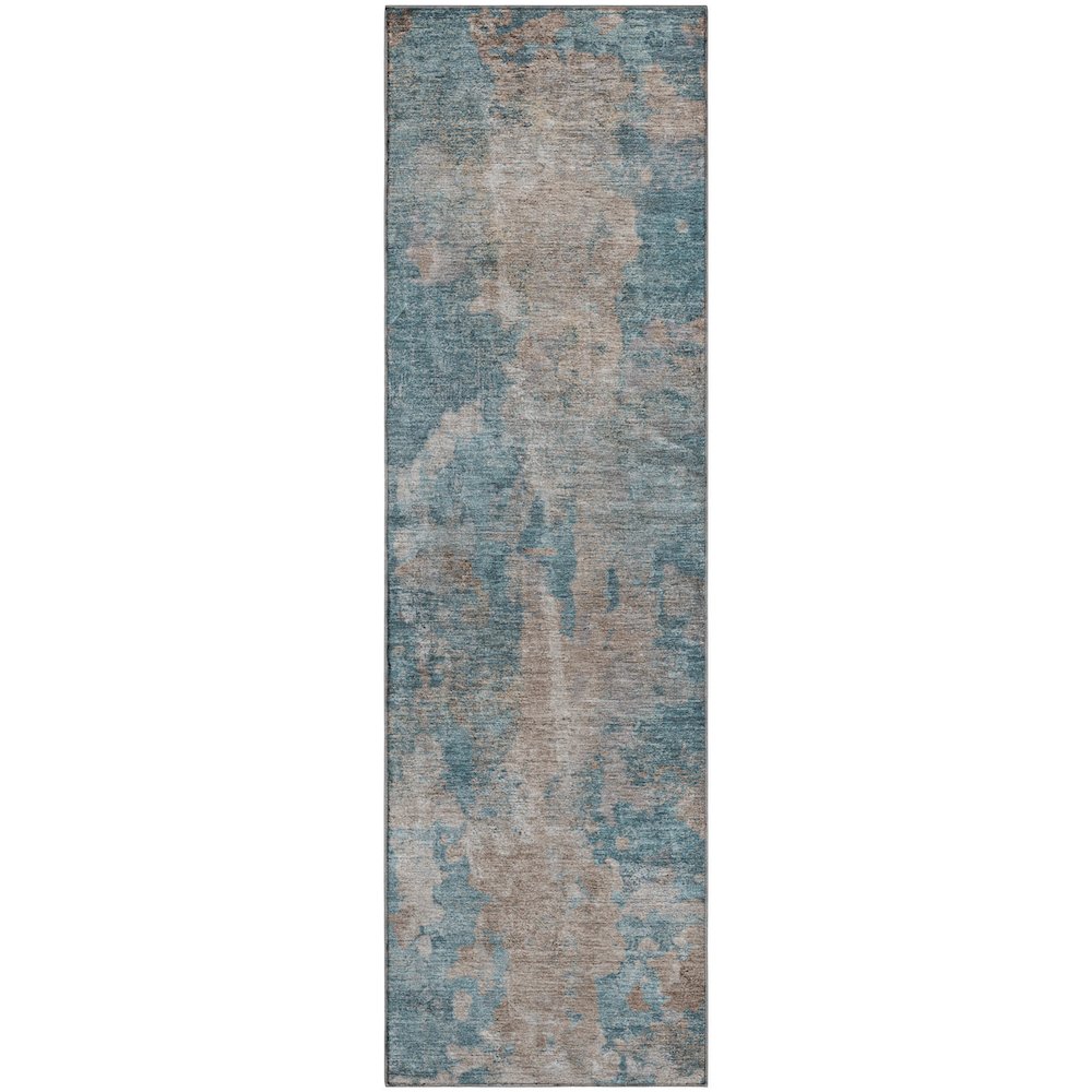 Premium Machine Washable Mayfield  Teal 2'3" x 7'6" Runner Rug. Picture 1