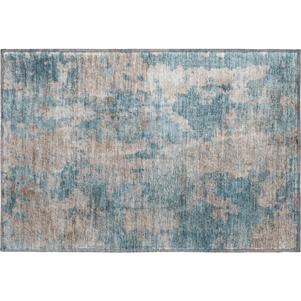 Premium Machine Washable Mayfield  Teal 1'8" x 2'6" Rug. Picture 1