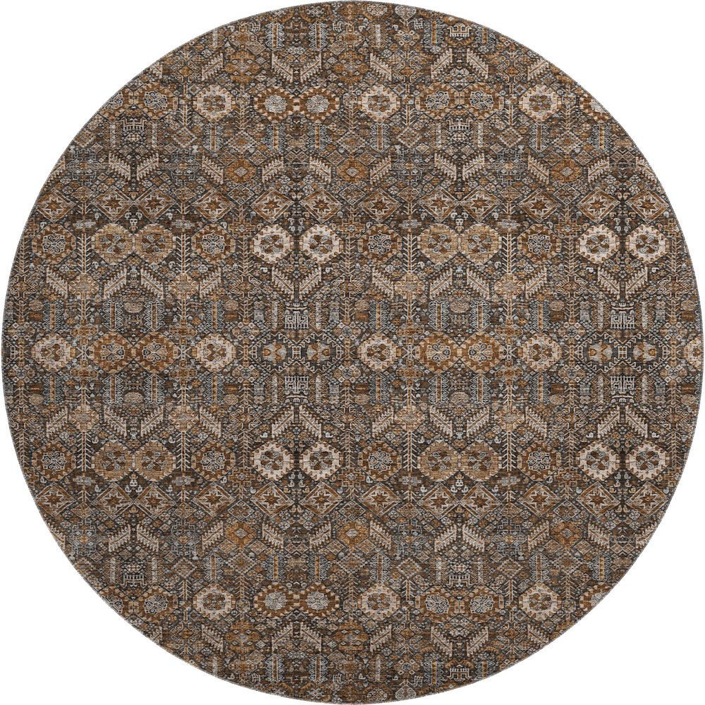 Premium Machine Washable Mayfield  Chocolate 8' x 8' Round Rug. Picture 1