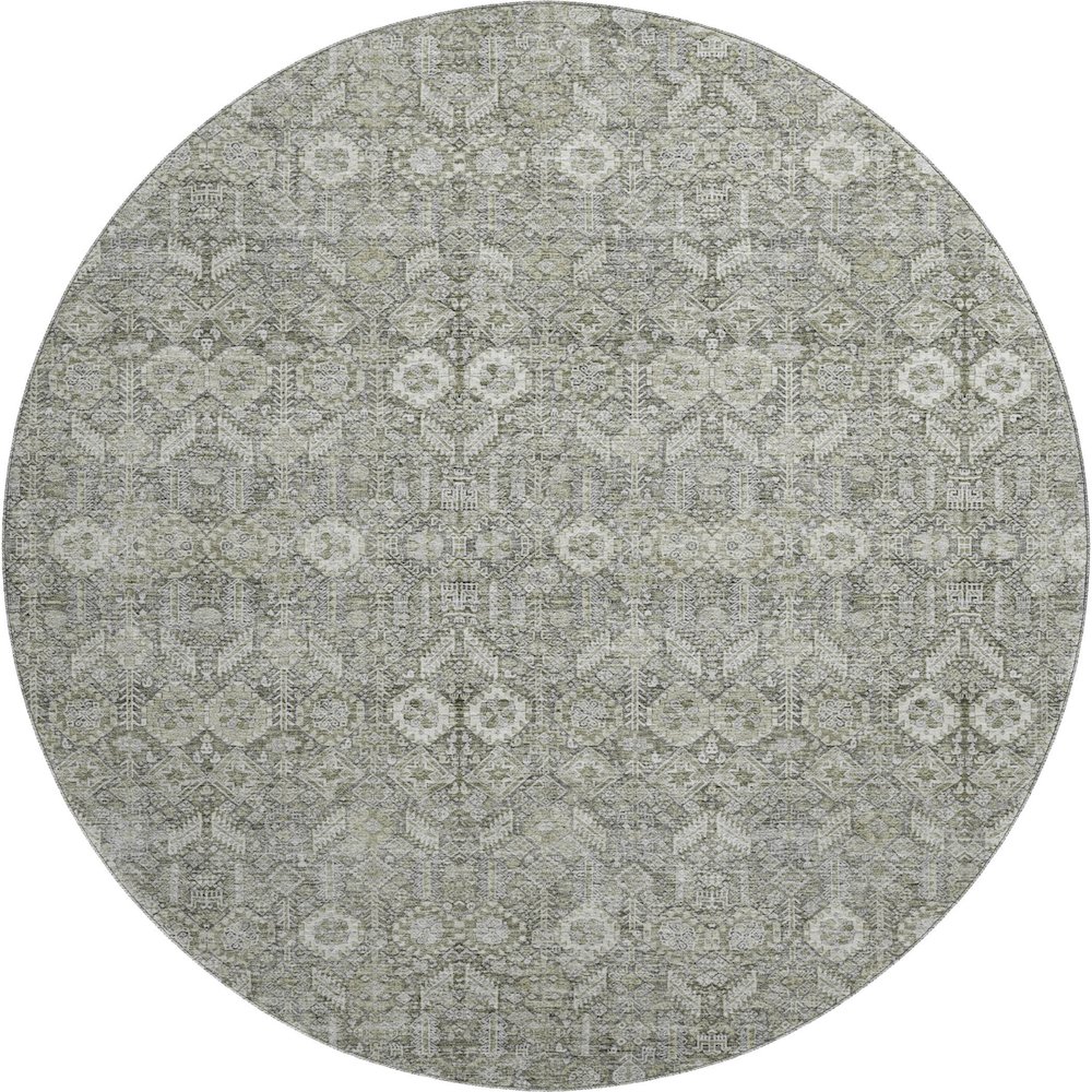 Premium Machine Washable Mayfield  Gray 8' x 8' Round Rug. Picture 1