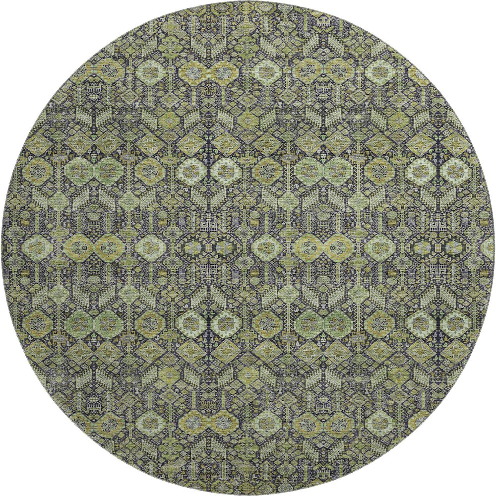Premium Machine Washable Mayfield  Green 8' x 8' Round Rug. Picture 1