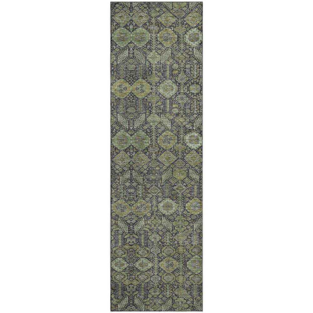 Premium Machine Washable Mayfield  Green 2'3" x 7'6" Runner Rug. Picture 1
