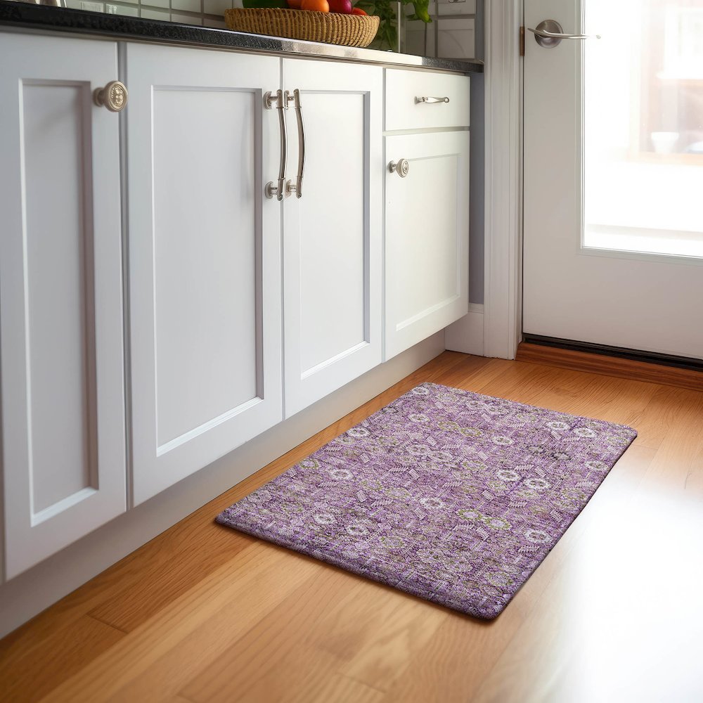 Premium Machine Washable Mayfield  Lavender 1'8" x 2'6" Rug. Picture 5