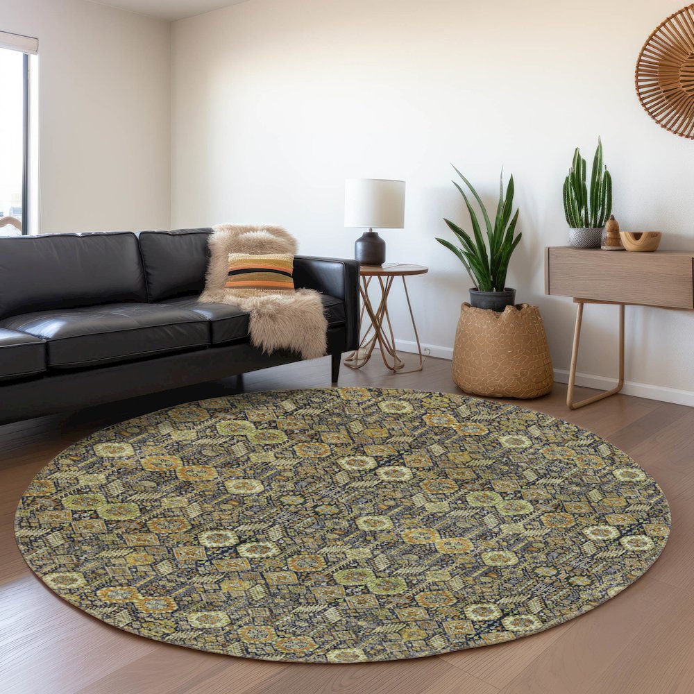 Premium Machine Washable Mayfield  Paprika 8' x 8' Round Rug. Picture 5
