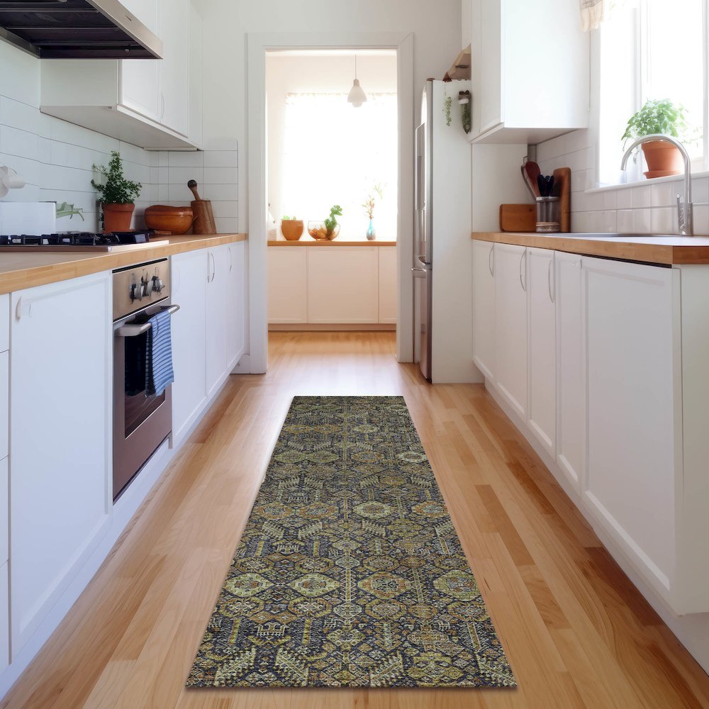 Premium Machine Washable Mayfield  Paprika 2'3" x 7'6" Runner Rug. Picture 5