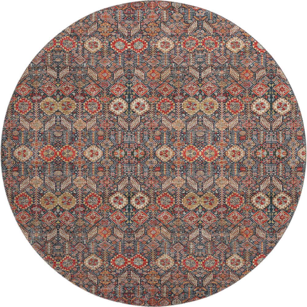 Premium Machine Washable Mayfield  Red 8' x 8' Round Rug. Picture 1