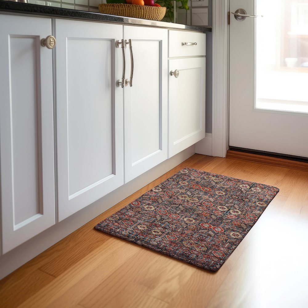 Premium Machine Washable Mayfield  Red 1'8" x 2'6" Rug. Picture 5