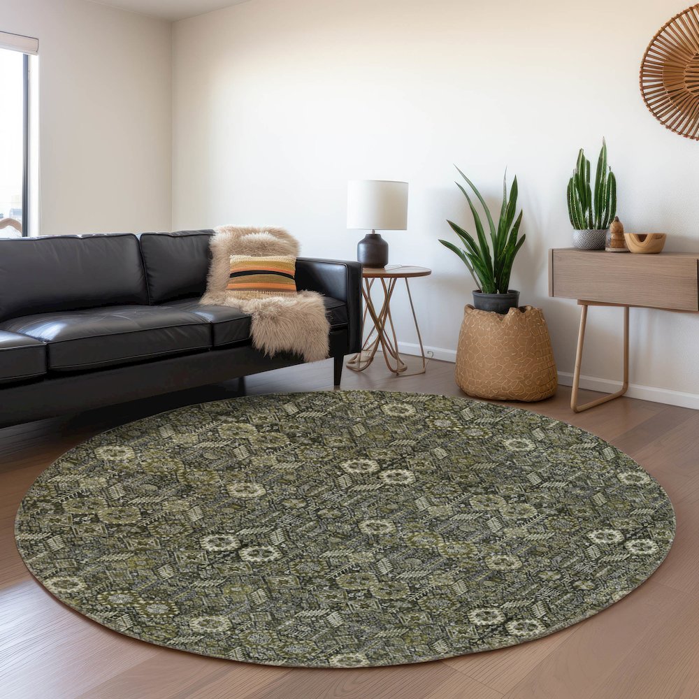 Premium Machine Washable Mayfield  Taupe 8' x 8' Round Rug. Picture 5