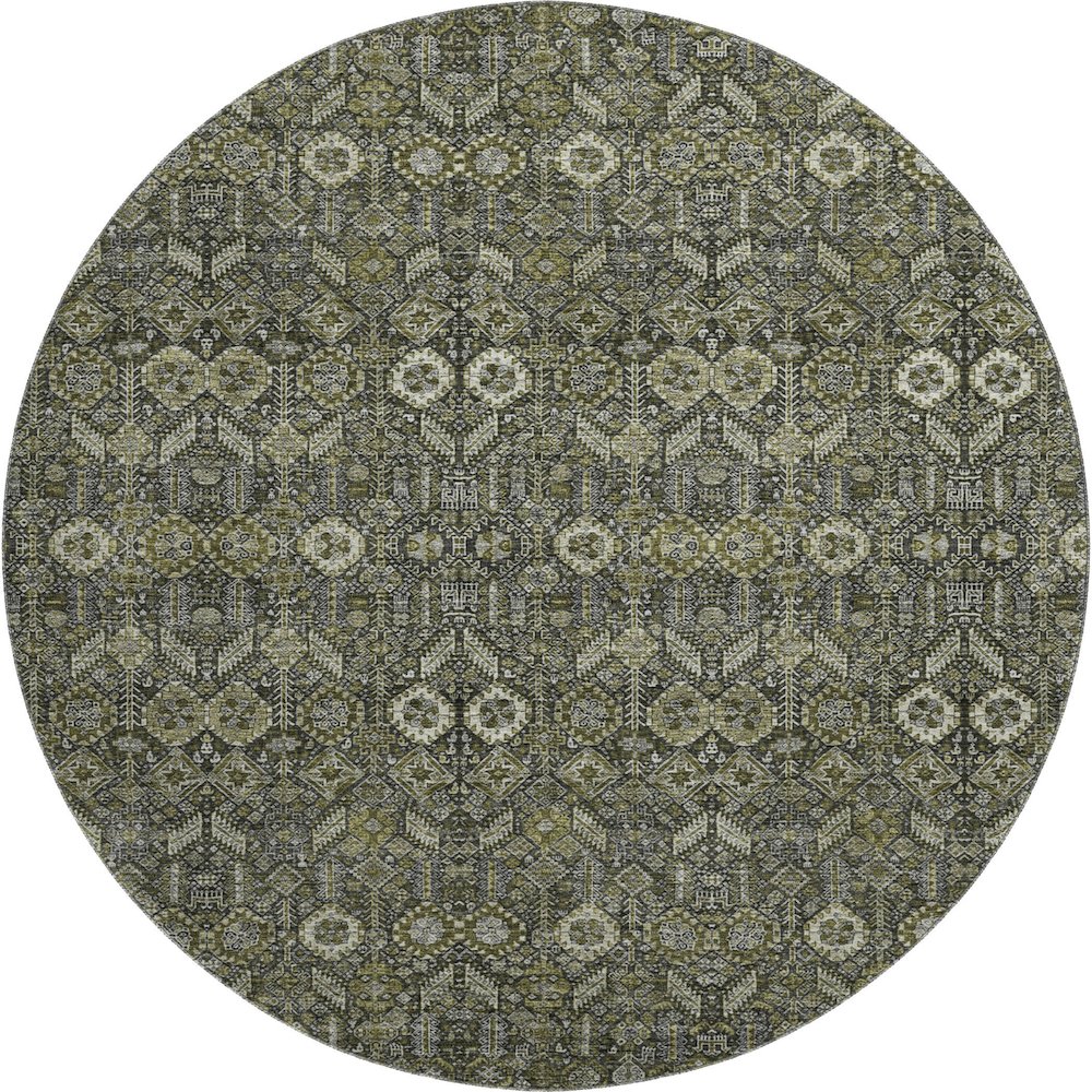 Premium Machine Washable Mayfield  Taupe 8' x 8' Round Rug. Picture 1