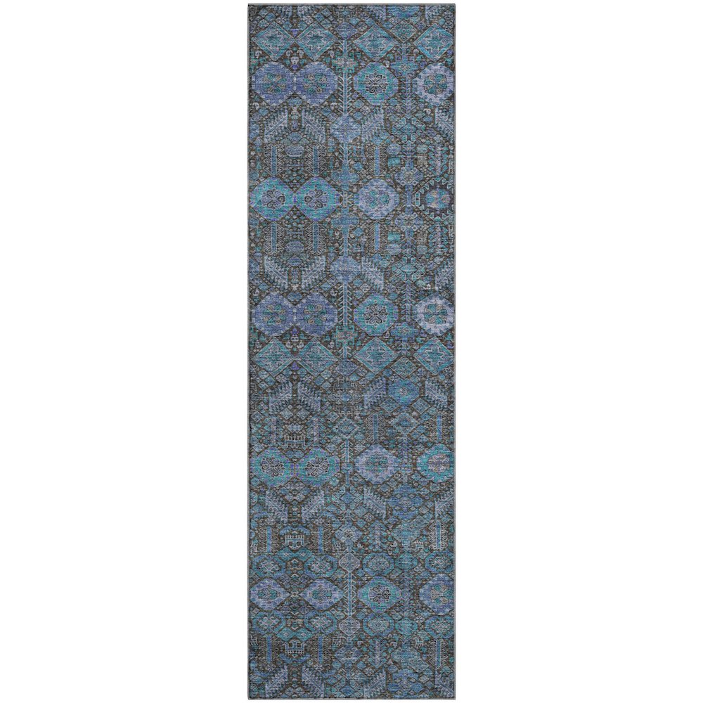 Premium Machine Washable Mayfield  Teal 2'3" x 7'6" Runner Rug. Picture 1