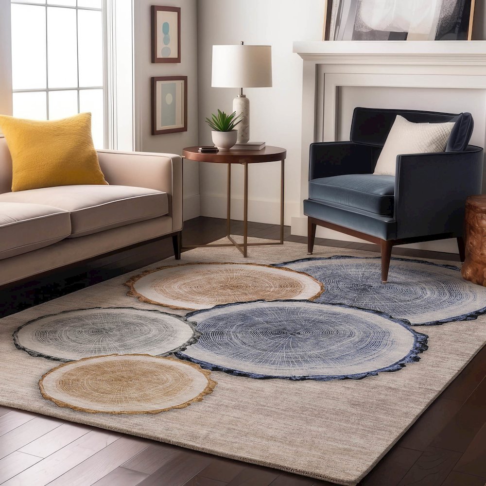 Premium Machine Washable Mayfield  Beige 2'6" x 3'10" Rug. Picture 5