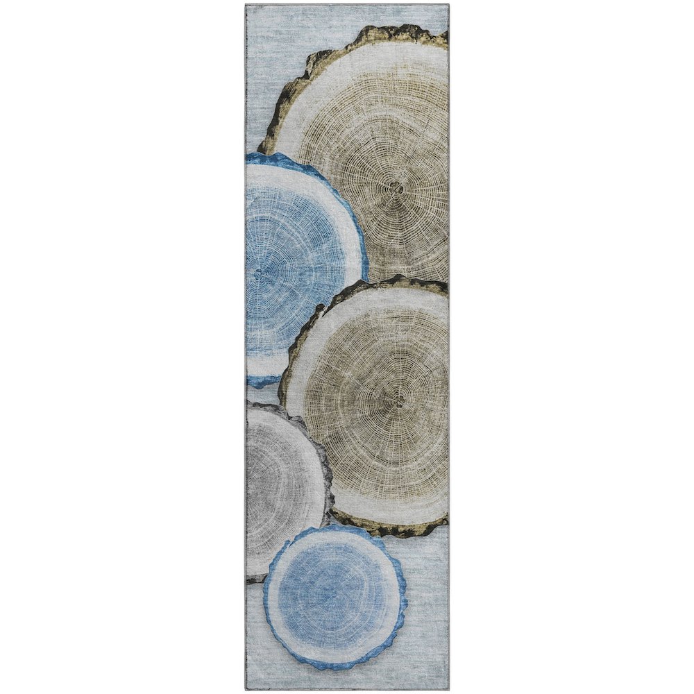 Premium Machine Washable Mayfield  Blue 2'3" x 7'6" Runner Rug. Picture 1