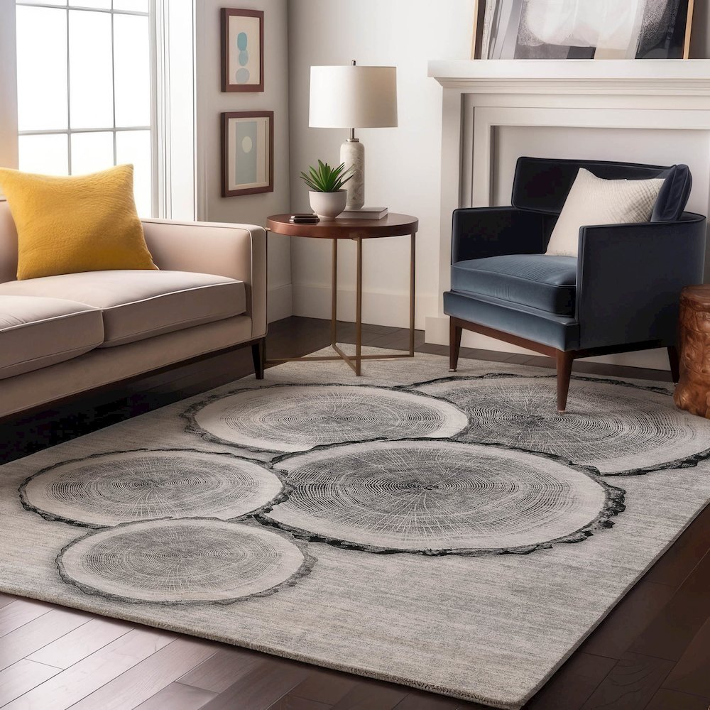 Premium Machine Washable Mayfield  Gray 2'6" x 3'10" Rug. Picture 5