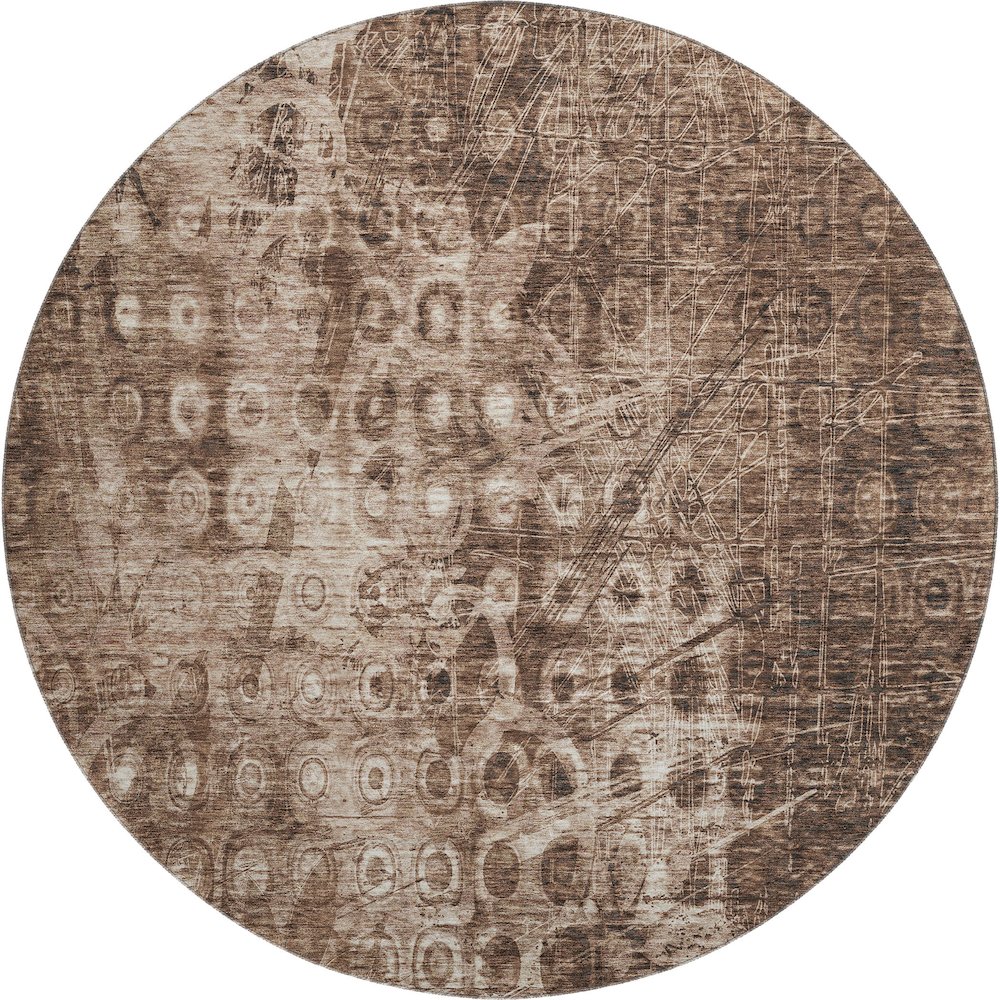 Premium Machine Washable Mayfield  Chocolate 8' x 8' Round Rug. Picture 1