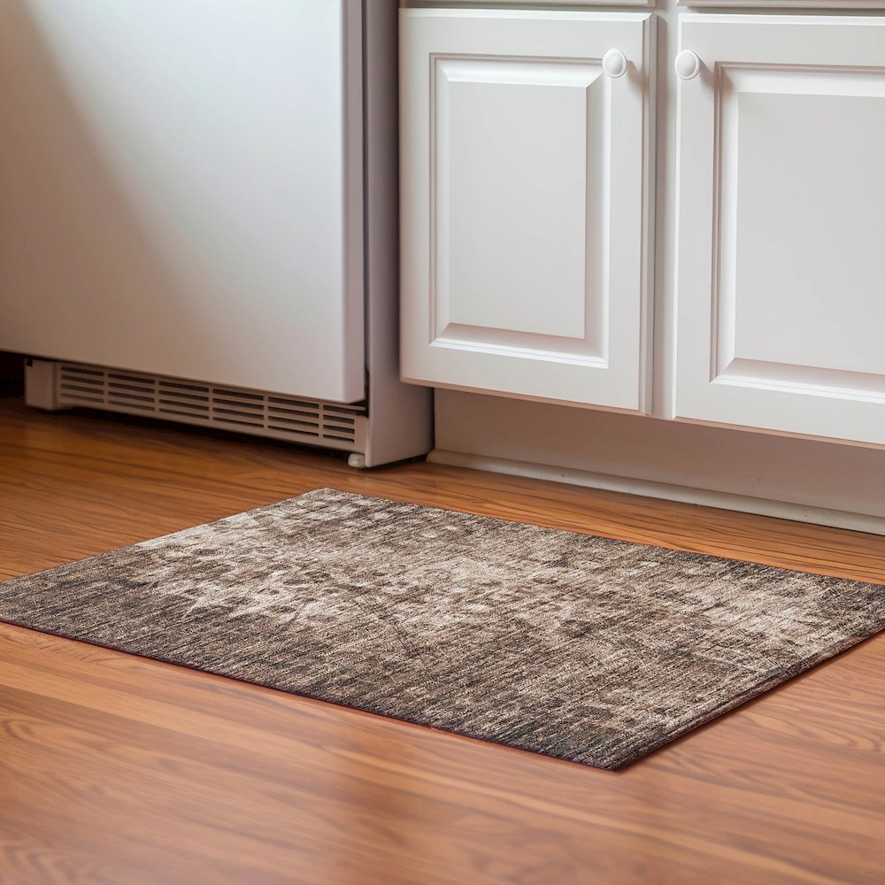 Premium Machine Washable Mayfield  Chocolate 1'8" x 2'6" Rug. Picture 5
